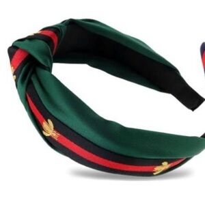 Green and Red Headband with Gold Accents